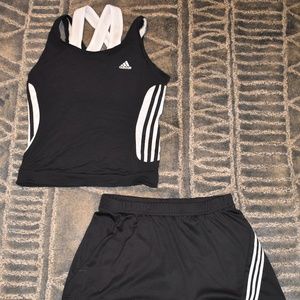 Adidas Black Tennis Skirt Top Set
